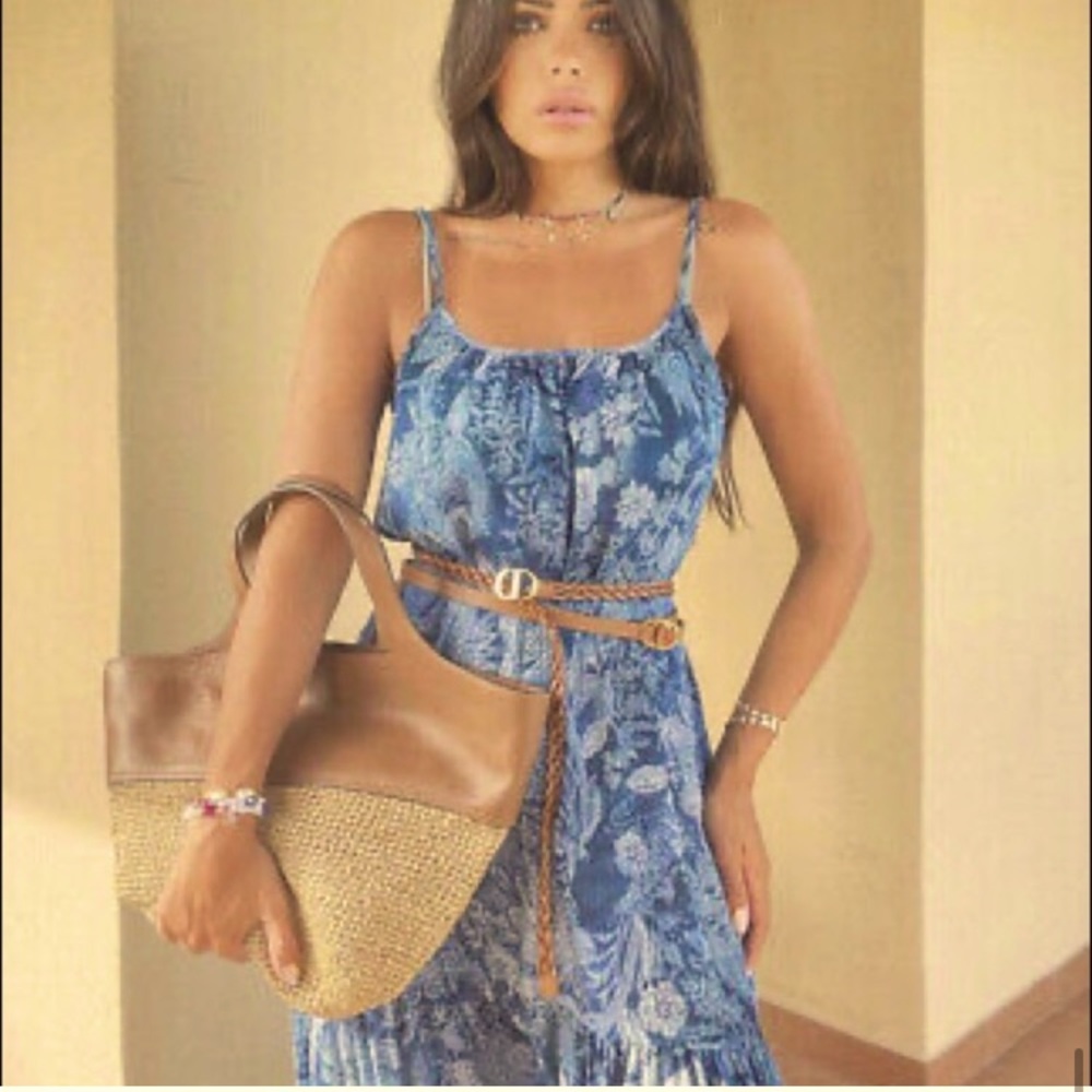 Zara blue floral print dress midi sundress